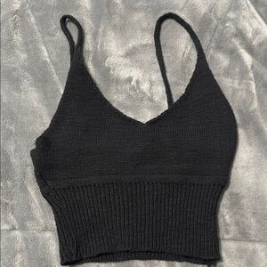 Black Knit Crop Top-DEBUT BRAND